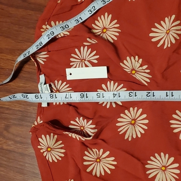 Madewell Top Chinch Wrap Tie Size XXS Flowers New Rust Cream - Picture 12 of 12